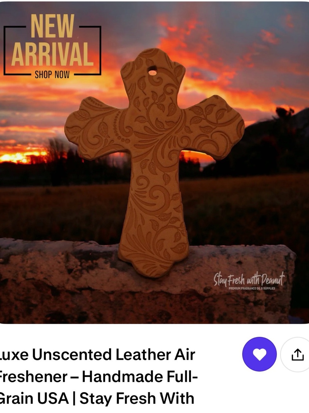 Tan Leather Cross Air Freshener